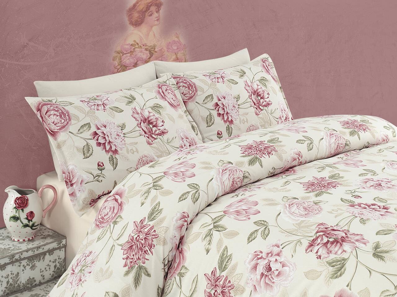 Lenjerie de pat dubla king size, Eponj Home, Care 143EPJ51239, 3 piese, amestec bumbac, multicolor - imagine 7